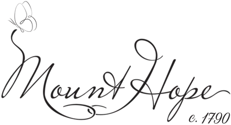 Mount Hope logo with elegant script, butterfly detail, and