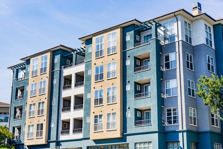Exterior view of modern apartment building