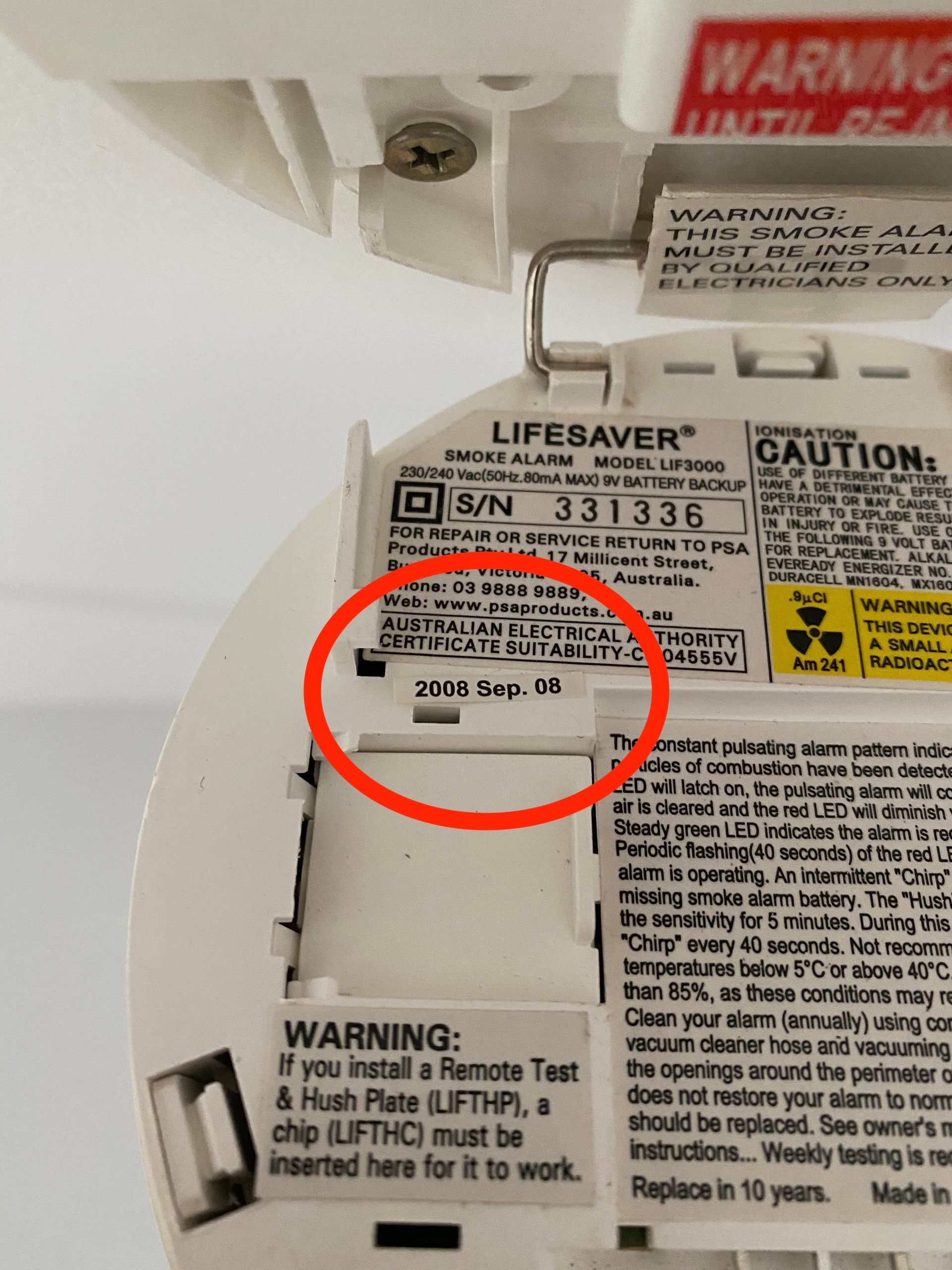 Smoke Alarm Expiry Date Sticker 