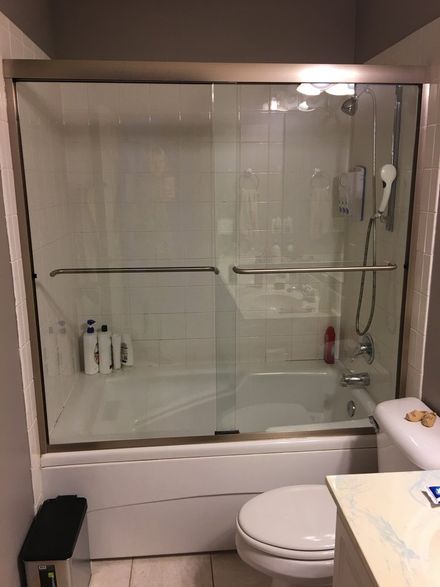 Semi-Frameless Shower Room Door with Bathtub — Buckeye Custom Glass — Canal Winchester, OH