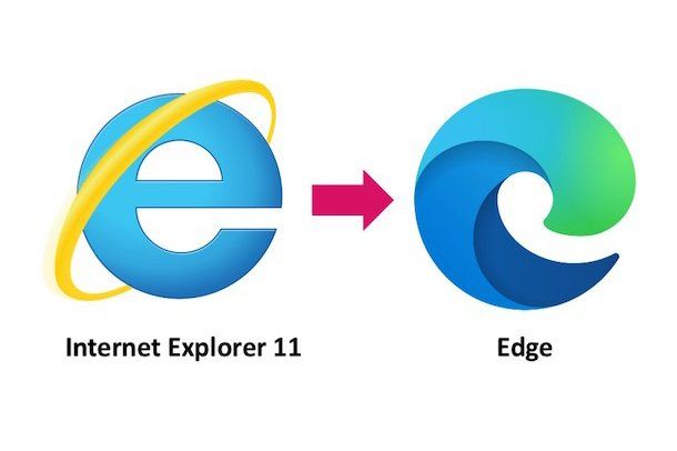 Internet explorer 11 and edge logos on a white background