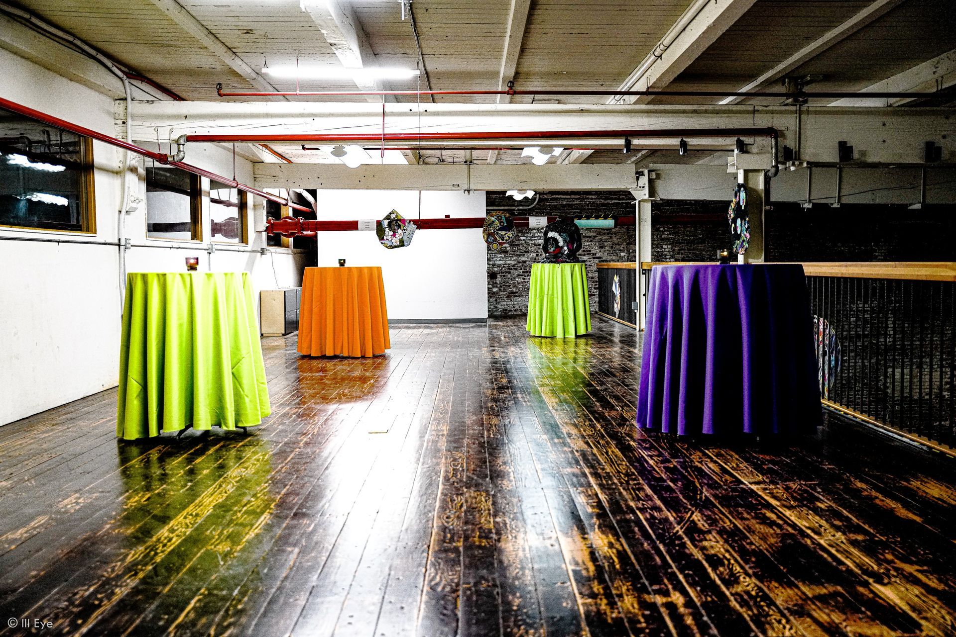 four colorful tables for a party