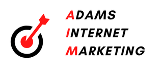 A logo for adams internet marketing with an arrow in a target