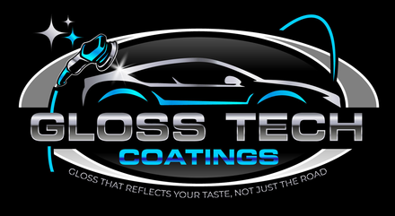 The logo for gloss tech coatings shows a car being polished.