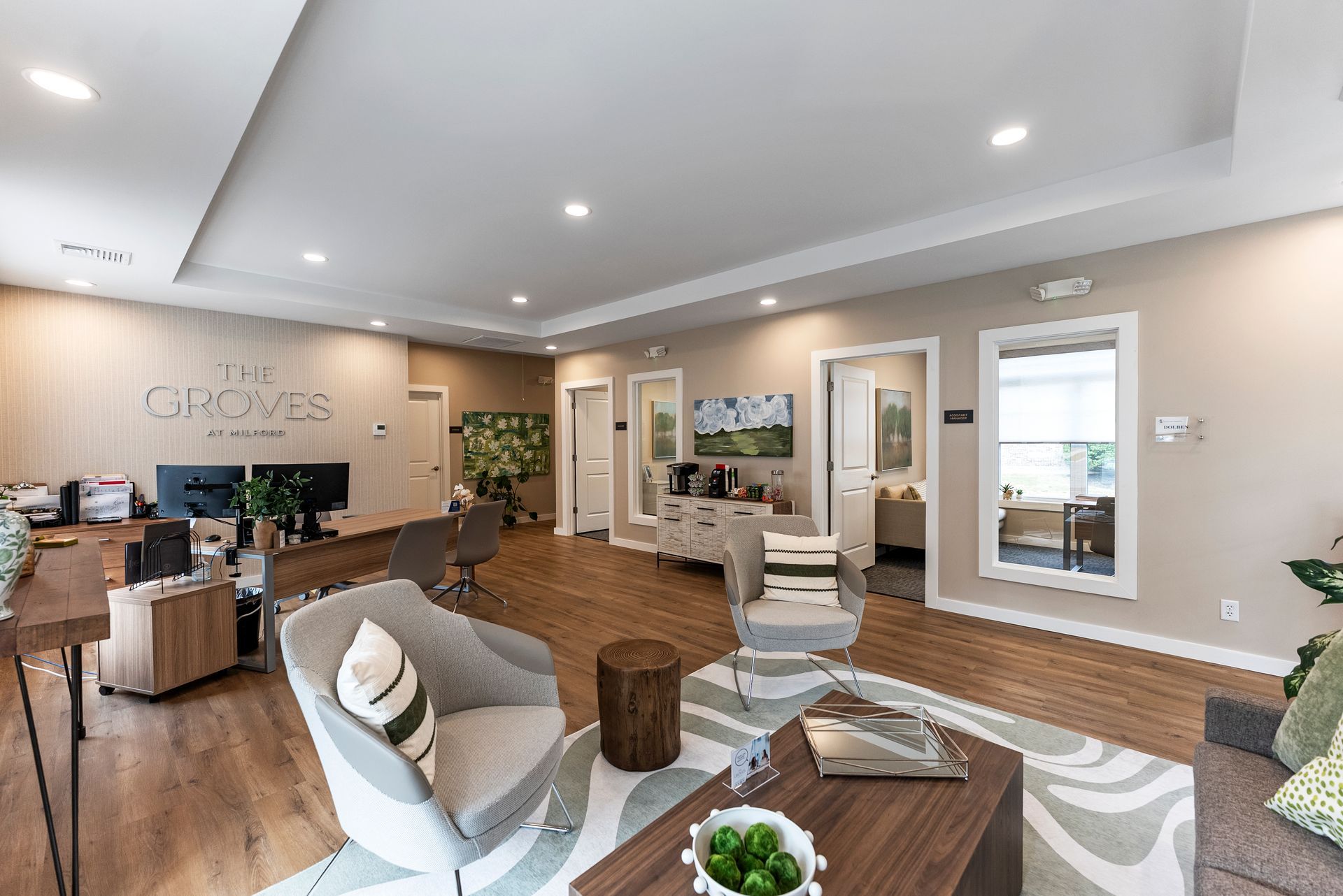 Leasing office at The Groves at Milford in Milford, MA.
