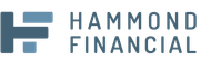 The hammond financial logo is blue and white and says hammond financial