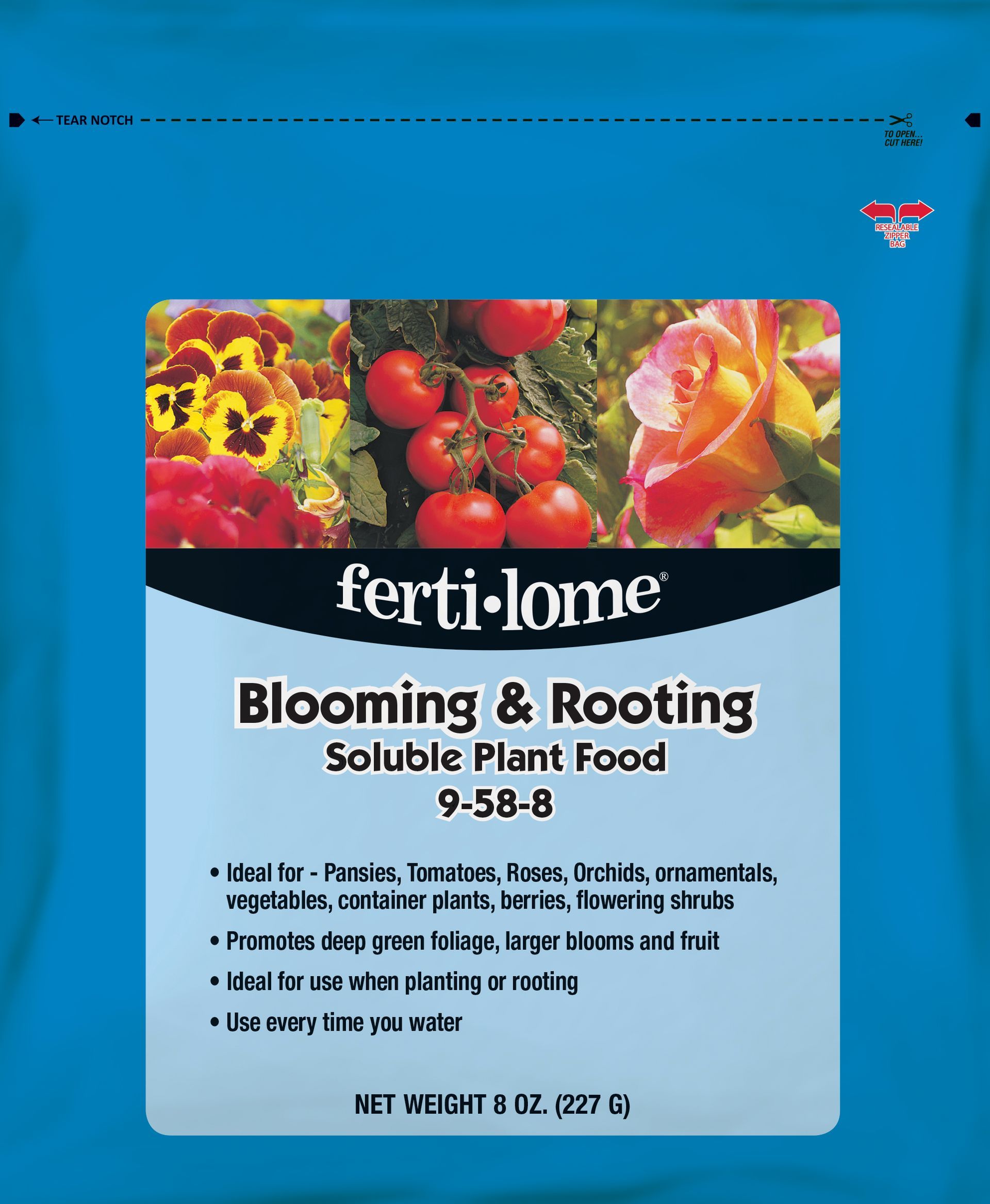 Ferti-lome Blooming & Rooting Soluble Plant Food helps promote deep green foliage, fruit, and blooms.