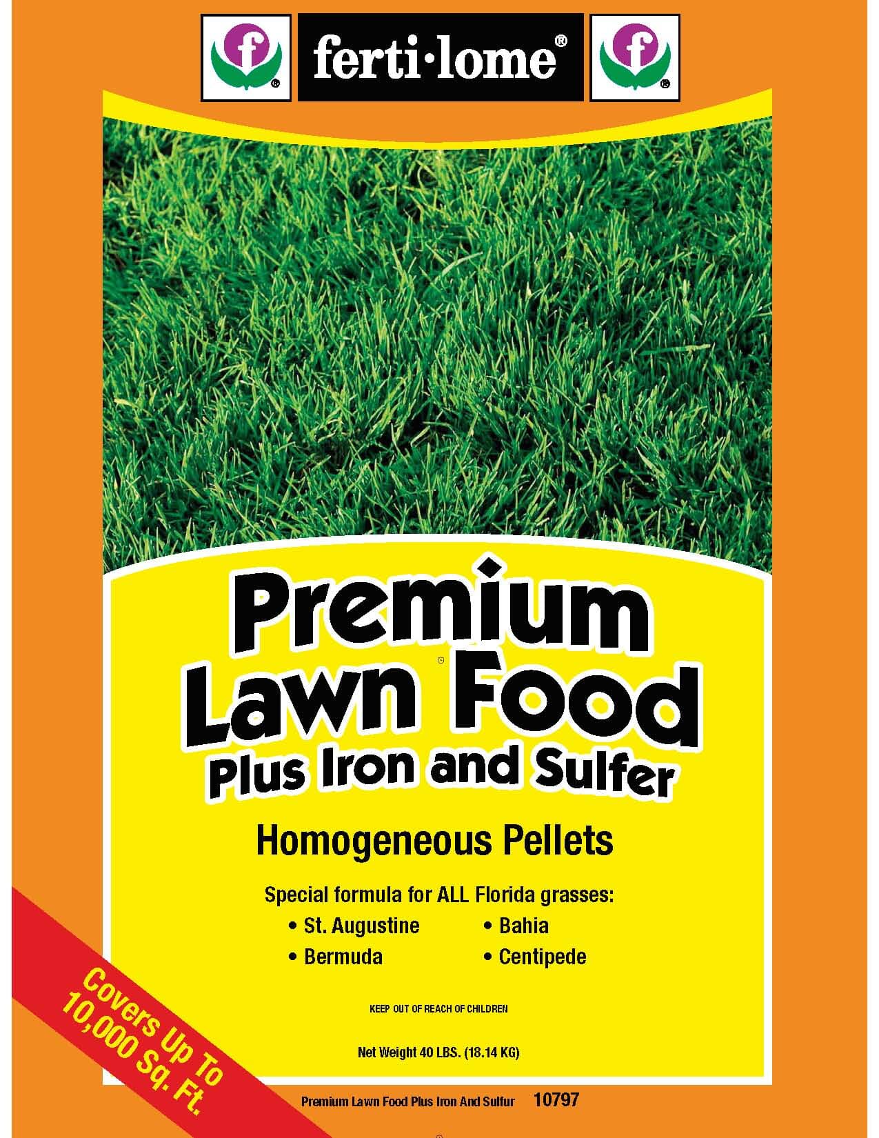 Ferti-lome Premium Lawn Food is specifically design for Bermuda, Bahia, Centipede, and St. Augustine grass.