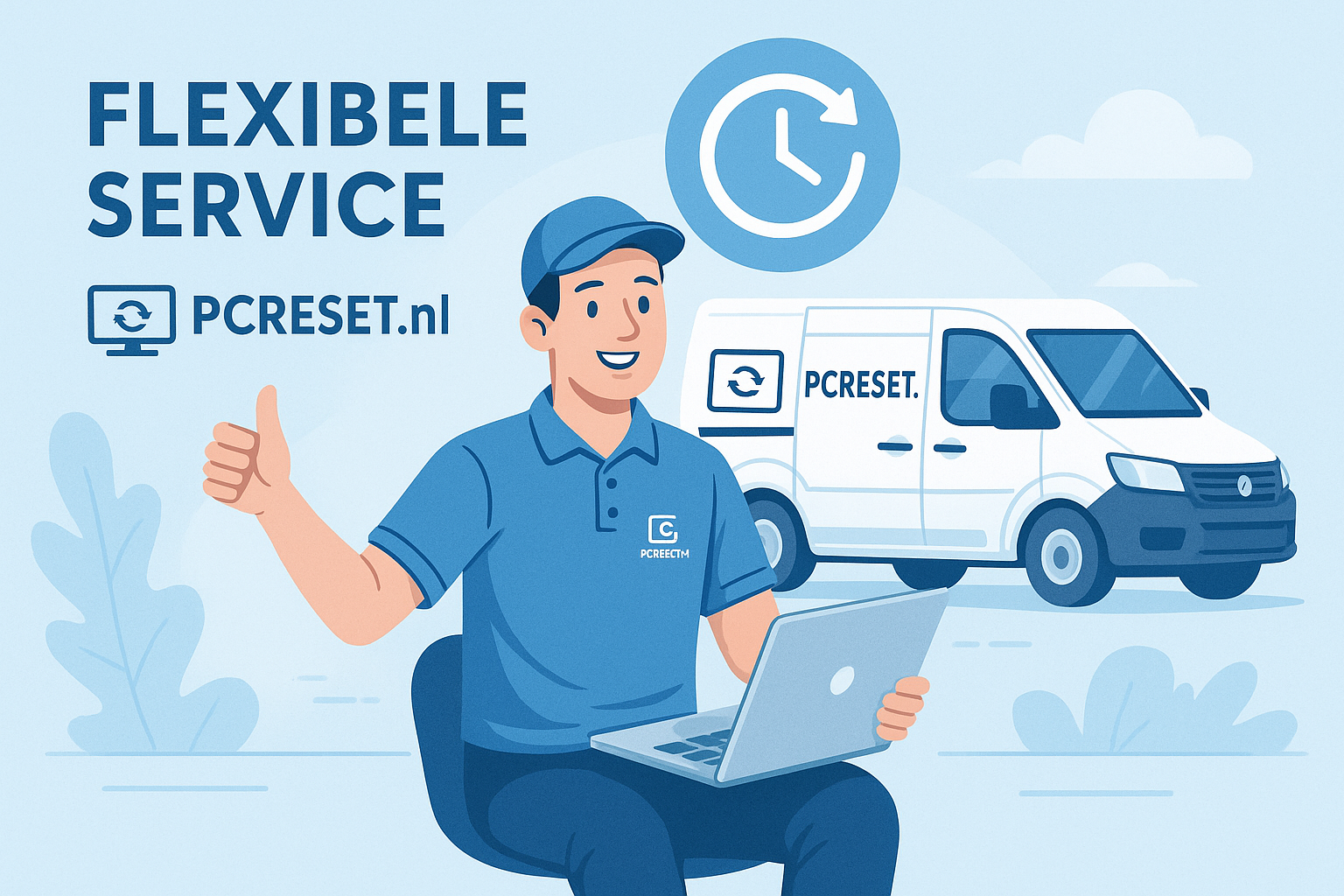 Een man repareert een computer met een schroevendraaier.