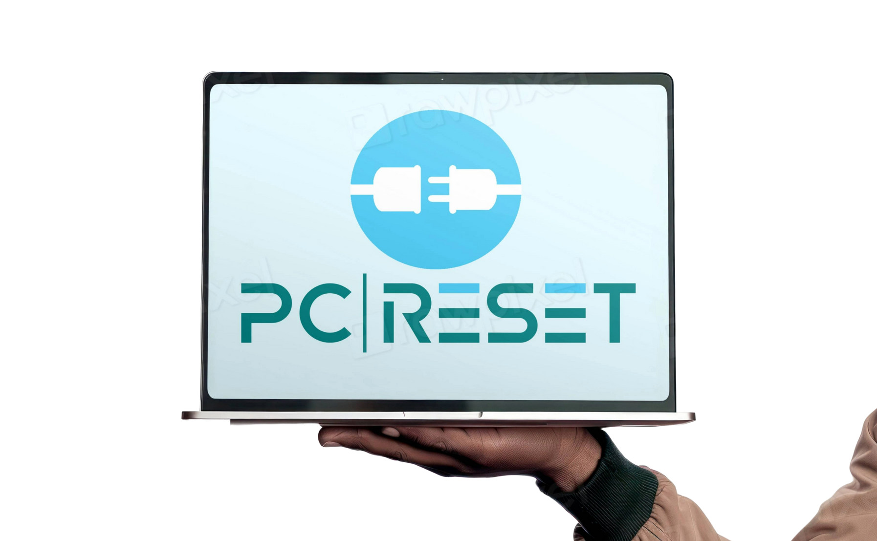 Persoon met laptop waarop het