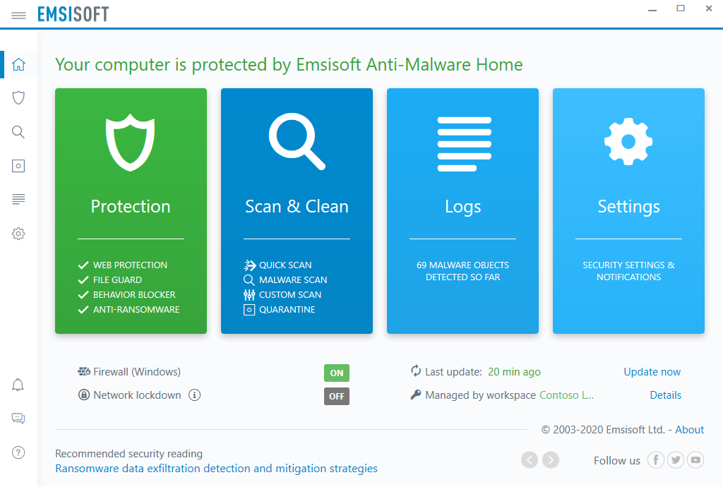 Een blauw vakje met daarop emsisoft anti-malware