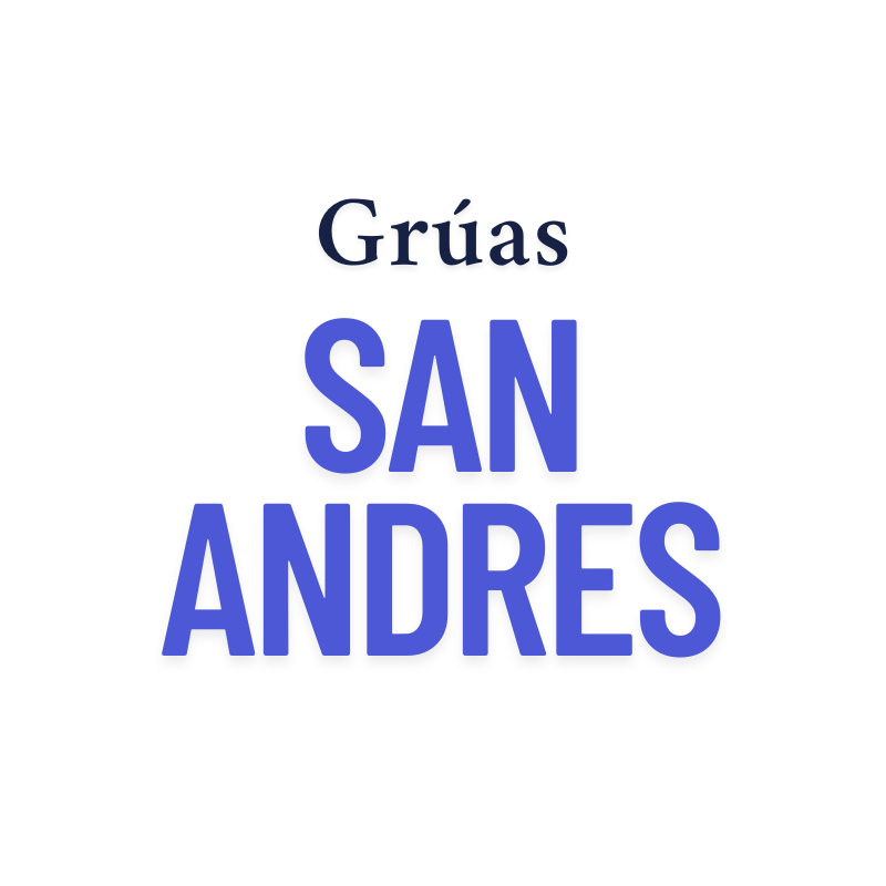 Un logotipo azul y blanco para Gruas San Andrés.