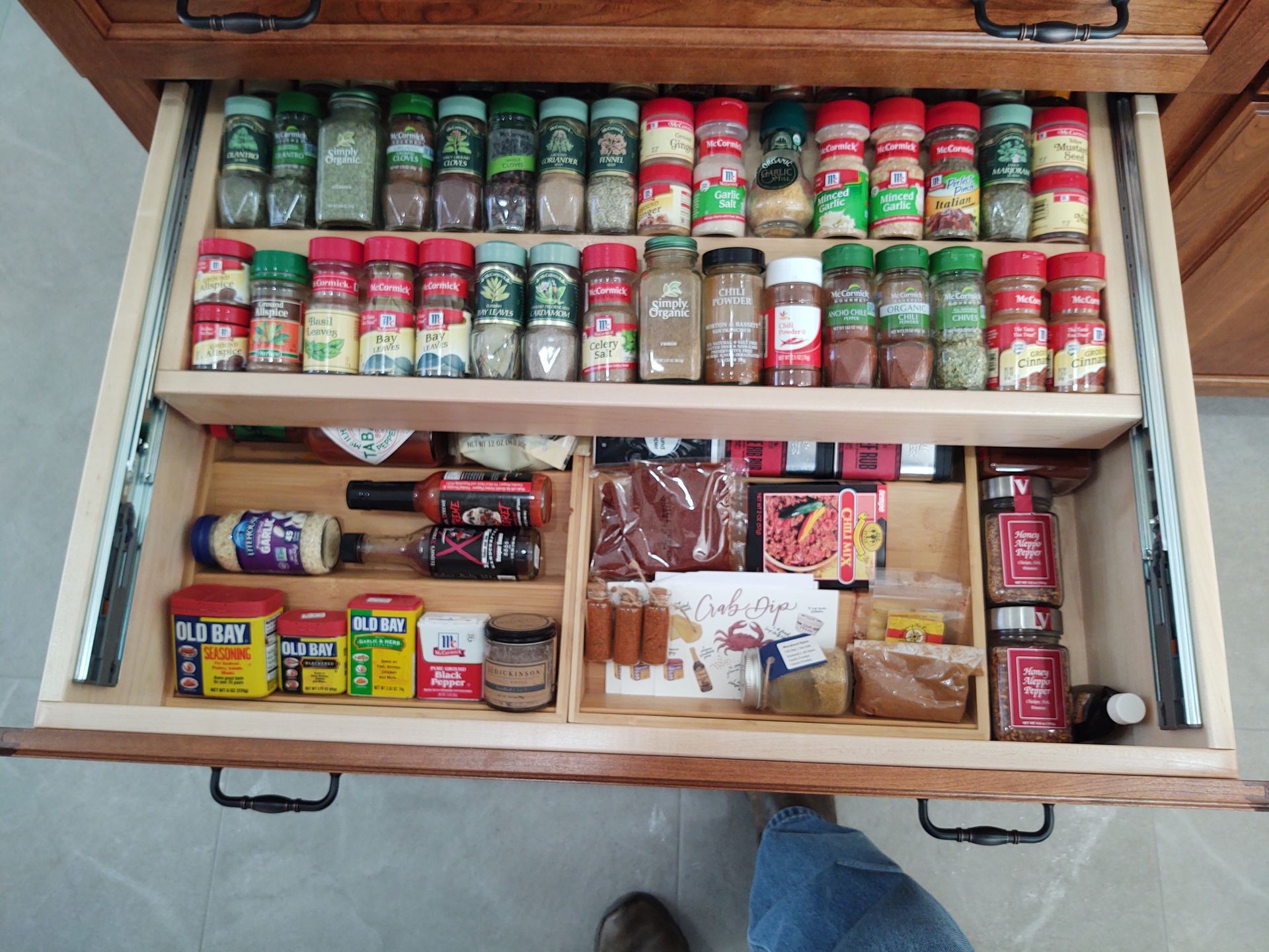 kitchen remodel spice storage in drawer