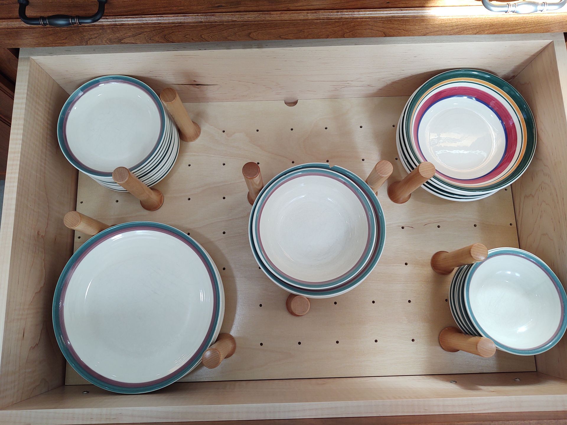 kitchen remodel plates in drawer