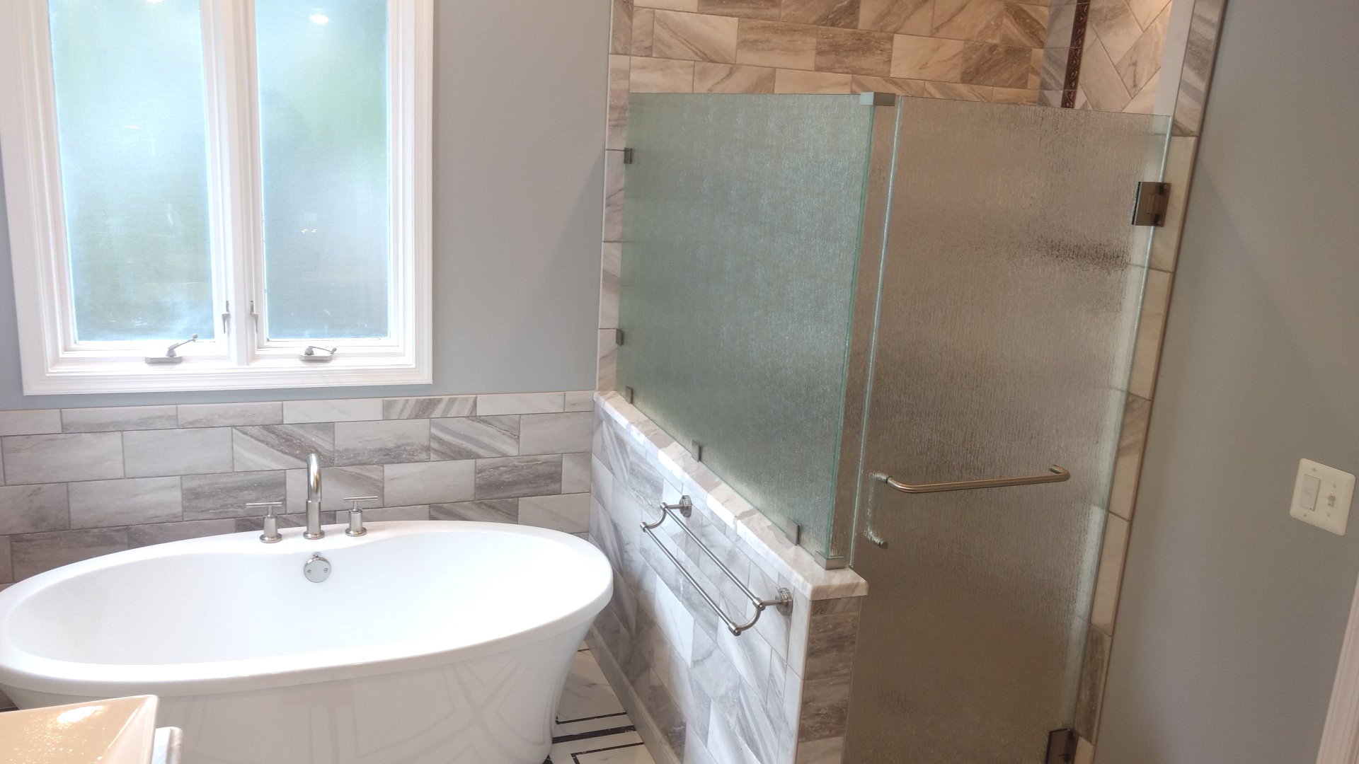 Bathroom Remodel white tub and shower
