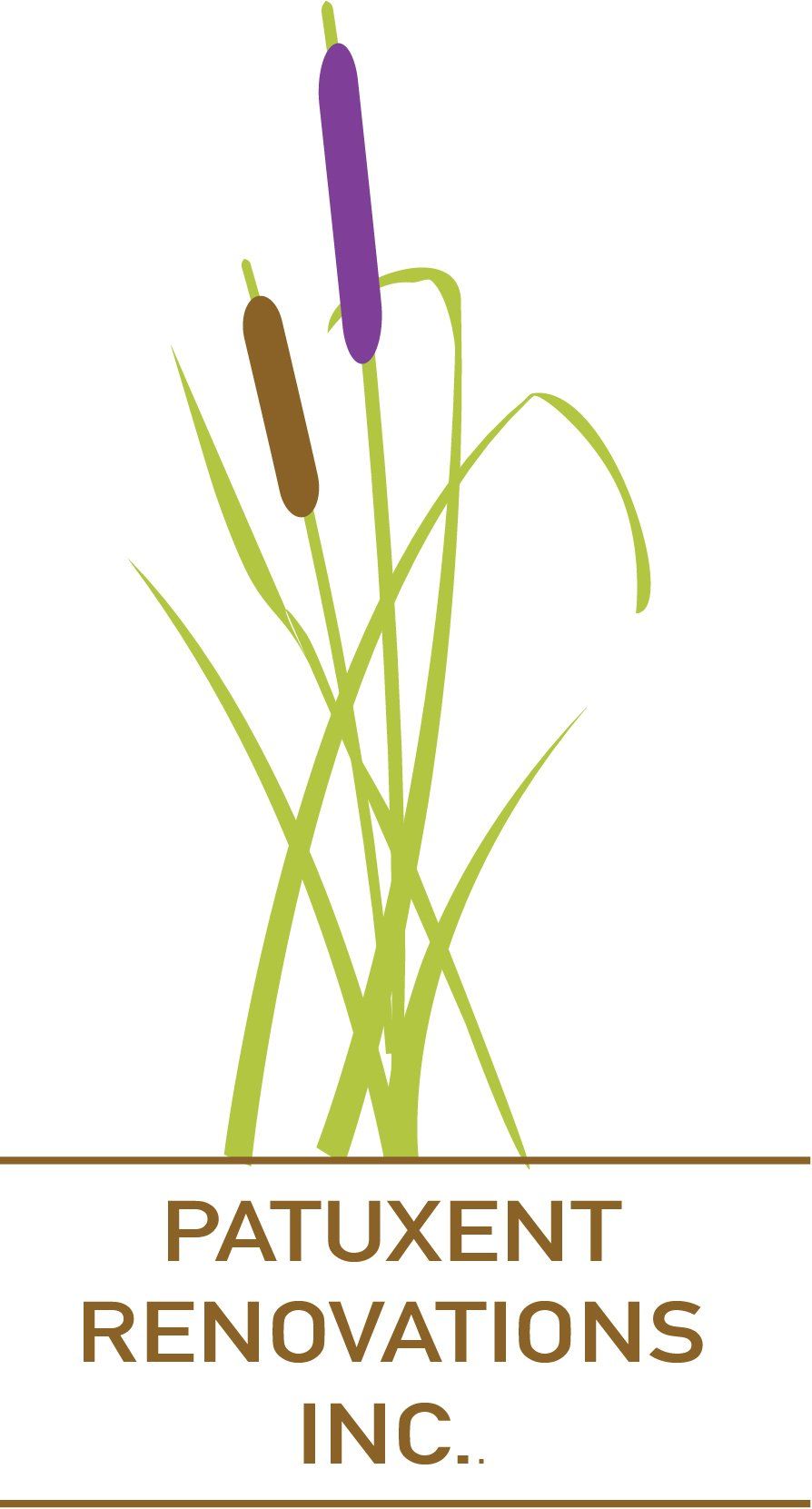 The logo for patuxent renovations inc. shows a plant with purple flowers.