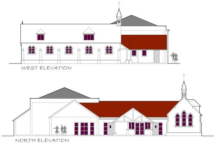 north and west building elevation plans