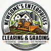 Newsome's Enterprises clearing and grading logo with bulldozer, house, and site preparation text