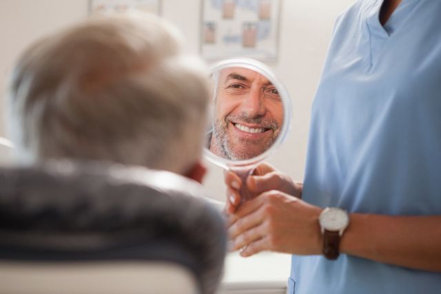 Healthy Smile — Man Smiling in Front of The Mirror in Havertown, PA