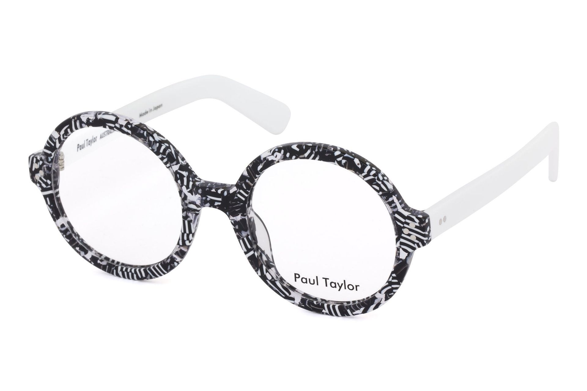 Round Eyeglasses With Black and White Patterned Frames — Russell Cooper Optometrist In Rockhampton QLD