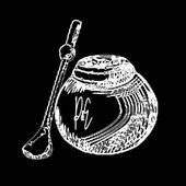 Boceto de líneas blancas de una calabaza con una pajita de metal, probablemente para beber yerba mate, sobre un fondo negro.
