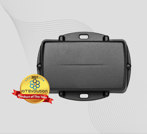 Black rectangular device with mounting holes,