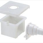 Scatola ad incasso per gomiti flangiati, per l’installazione di raccordi a gomito flangiato.