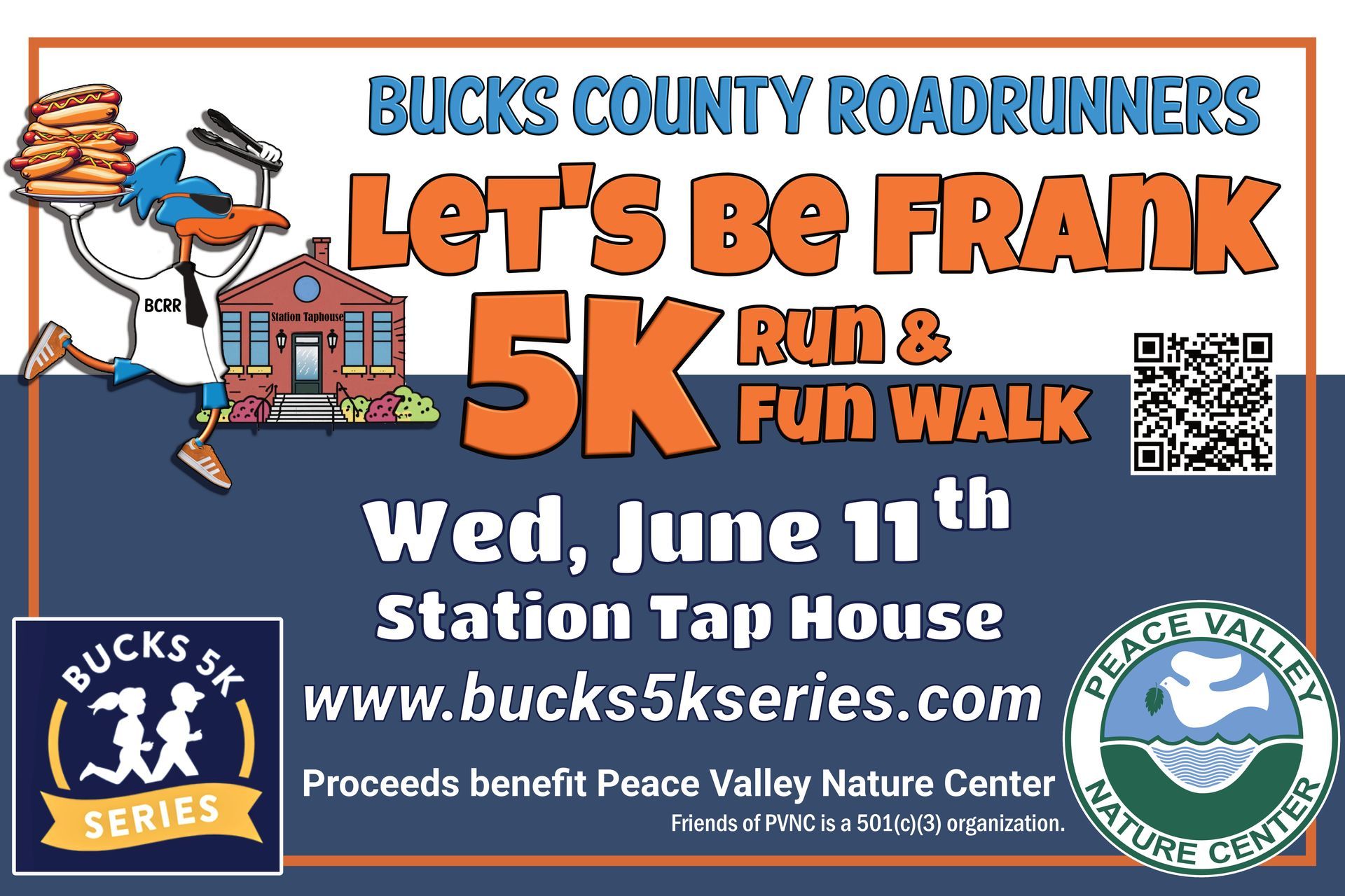 A poster for bucks county roadrunners on june 18th