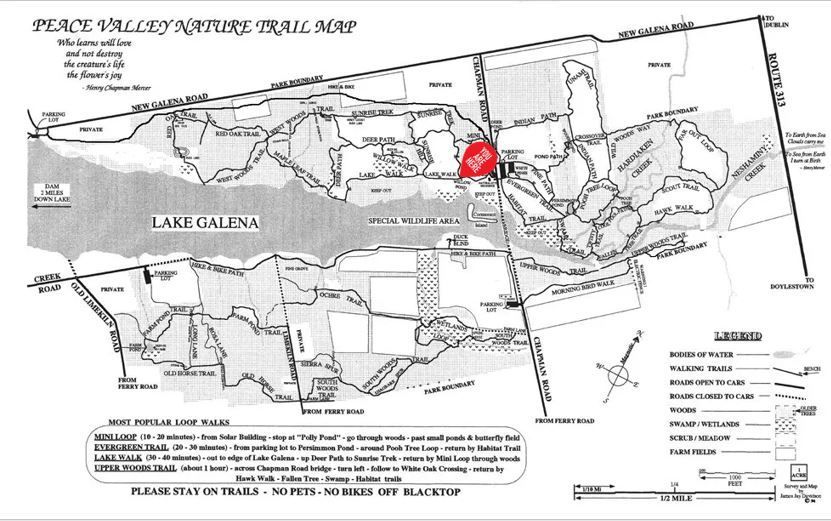 A black and white map of place valley nature trail