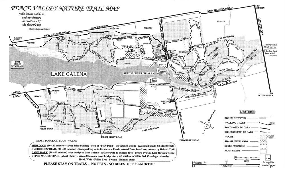 A black and white map of a park with a lake galena in the middle.
