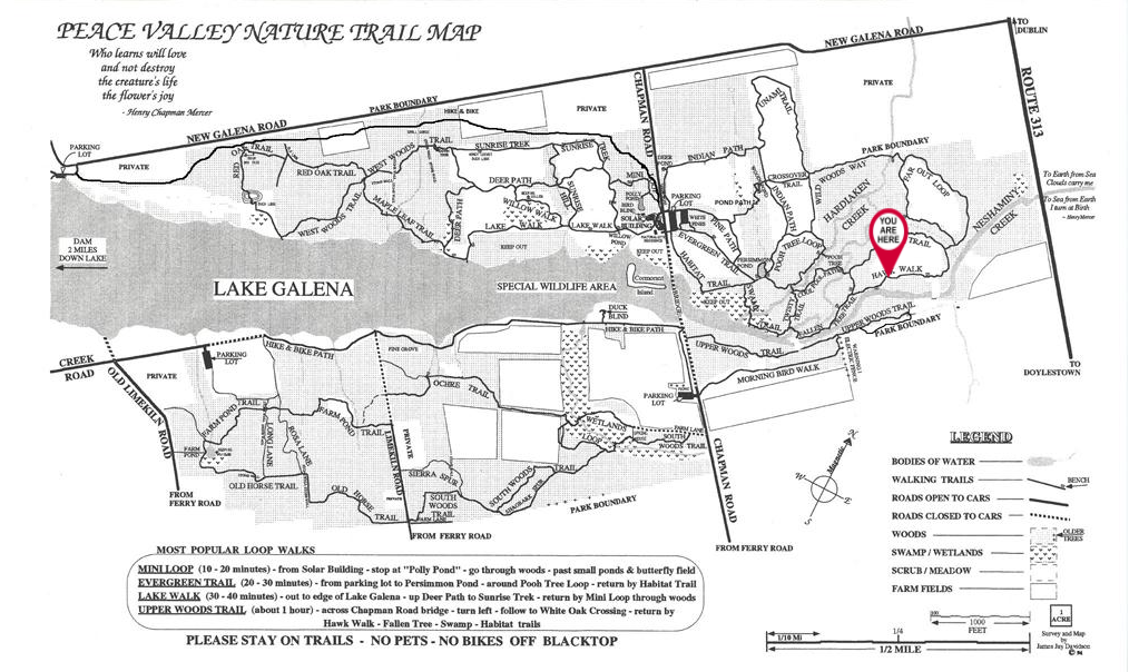 A black and white map of the state valley nature trail