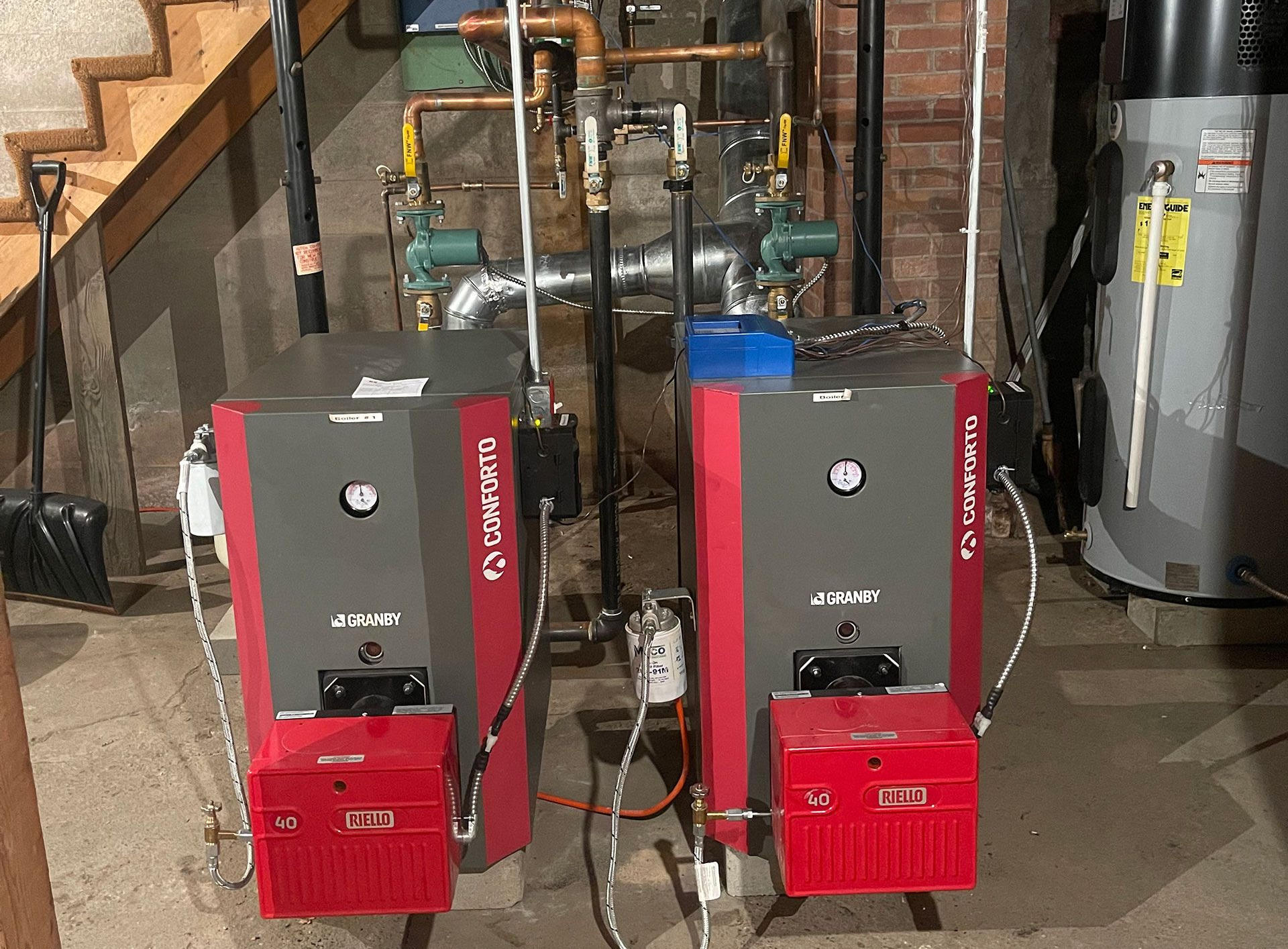 Plumber repaires furnace 
