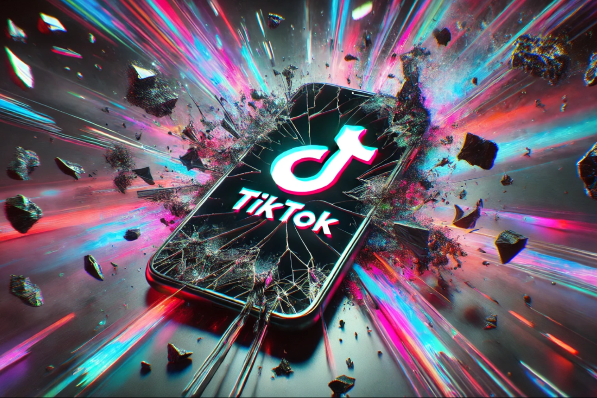 A broken cell phone with the tiktok logo on it