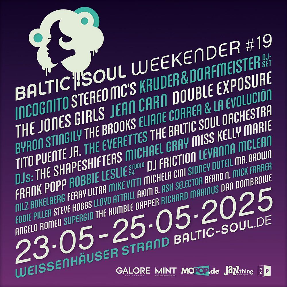 Een poster voor de Baltic Soul Weekender #19
#balticsoul #incognito #stereomcs #jonesgirls #jeancarn #threedegrees #byronstingily #theshapeshifters #michaelgray #misskellymarie #robbieleslie #djfriction #levannamclean #ferryultra #mikevitti #michelacini #sidneyduteil #mrbrown #eddiepiller #stevehobbs #lloydattrill #akimb #ahselector #berndn #mickfarrer #angeloromeu #supergid #dandombrowe #discosparks #richardmarinus