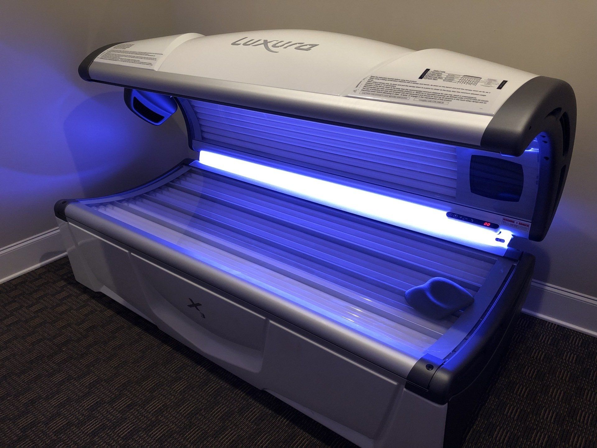 Interior of tanning bed