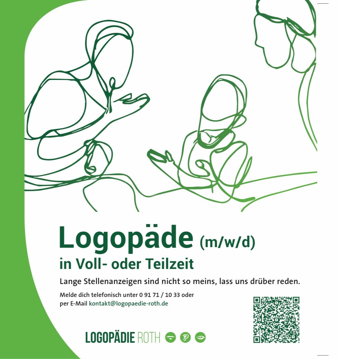 Stellenanzeige, Gesucht Logopäde, männlich, weiblich, divers