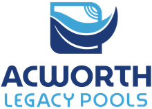 Logo for Acworth Pools: Blue waves and a stylized pool within a dark blue square, with the words