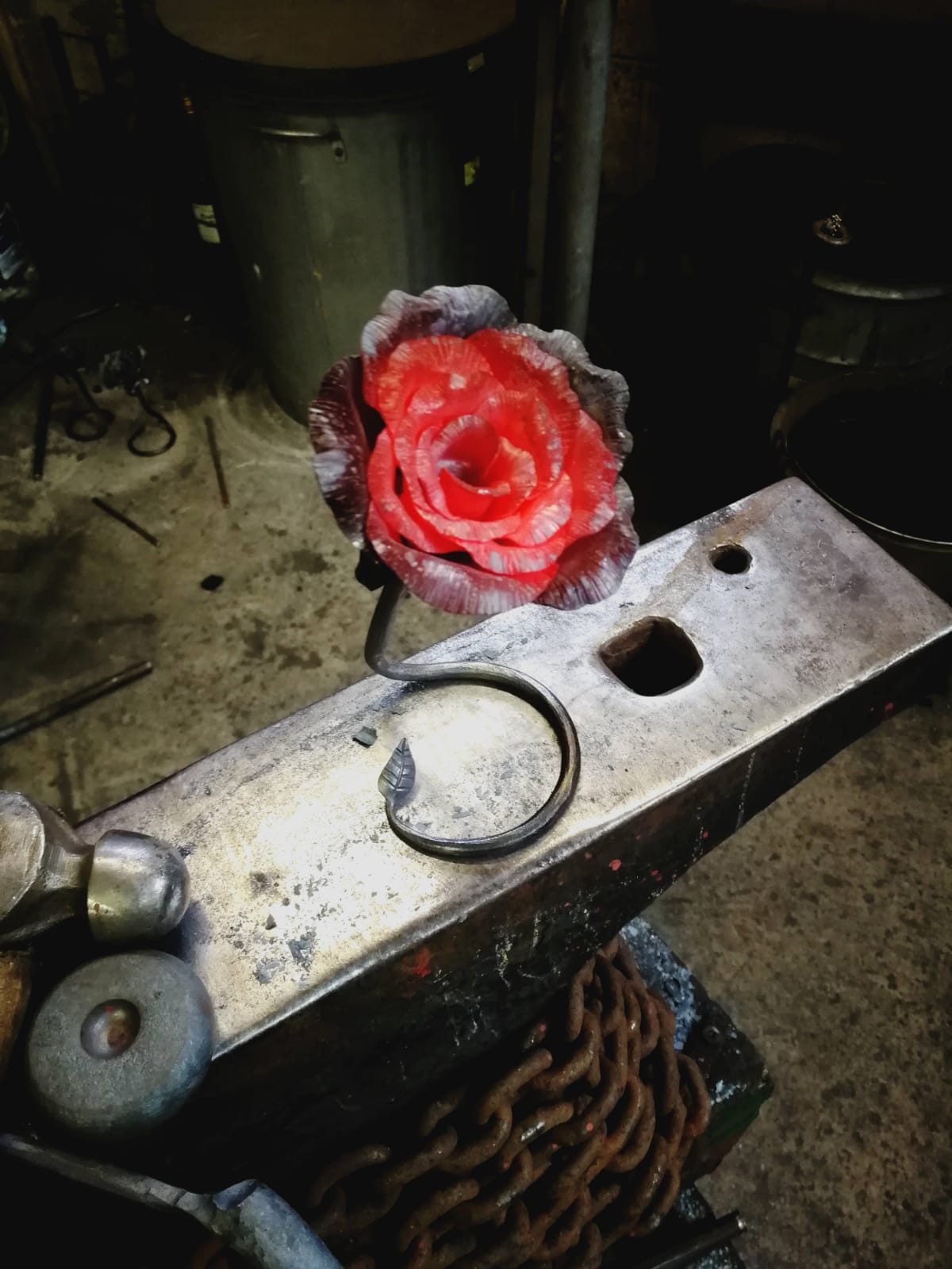 finished metal rose