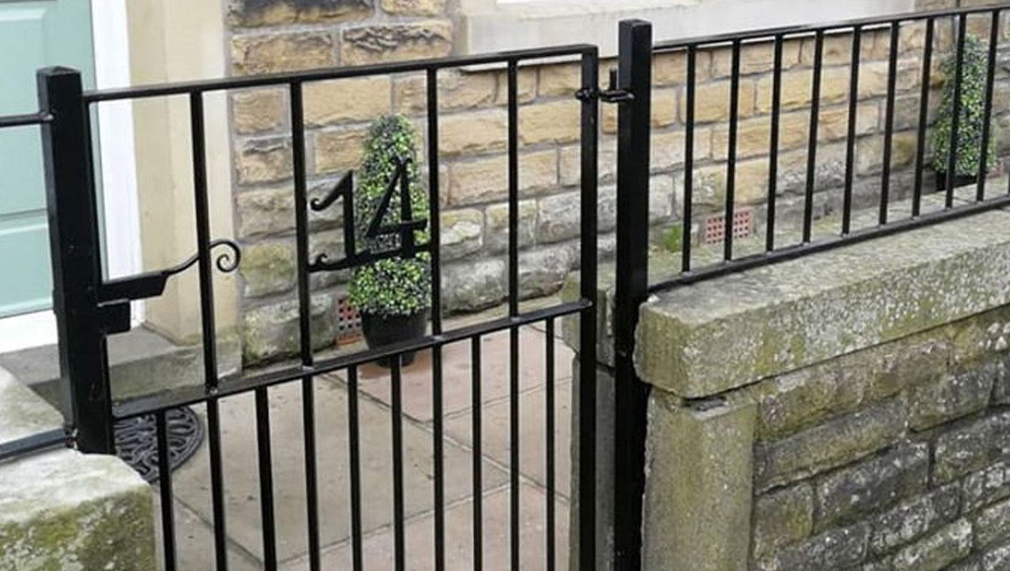 metal gate and railings