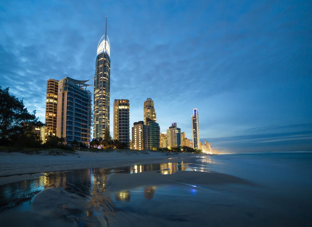 Evening lights on the beach in Surfers Paradise — Locksmith in Ashmore QLD