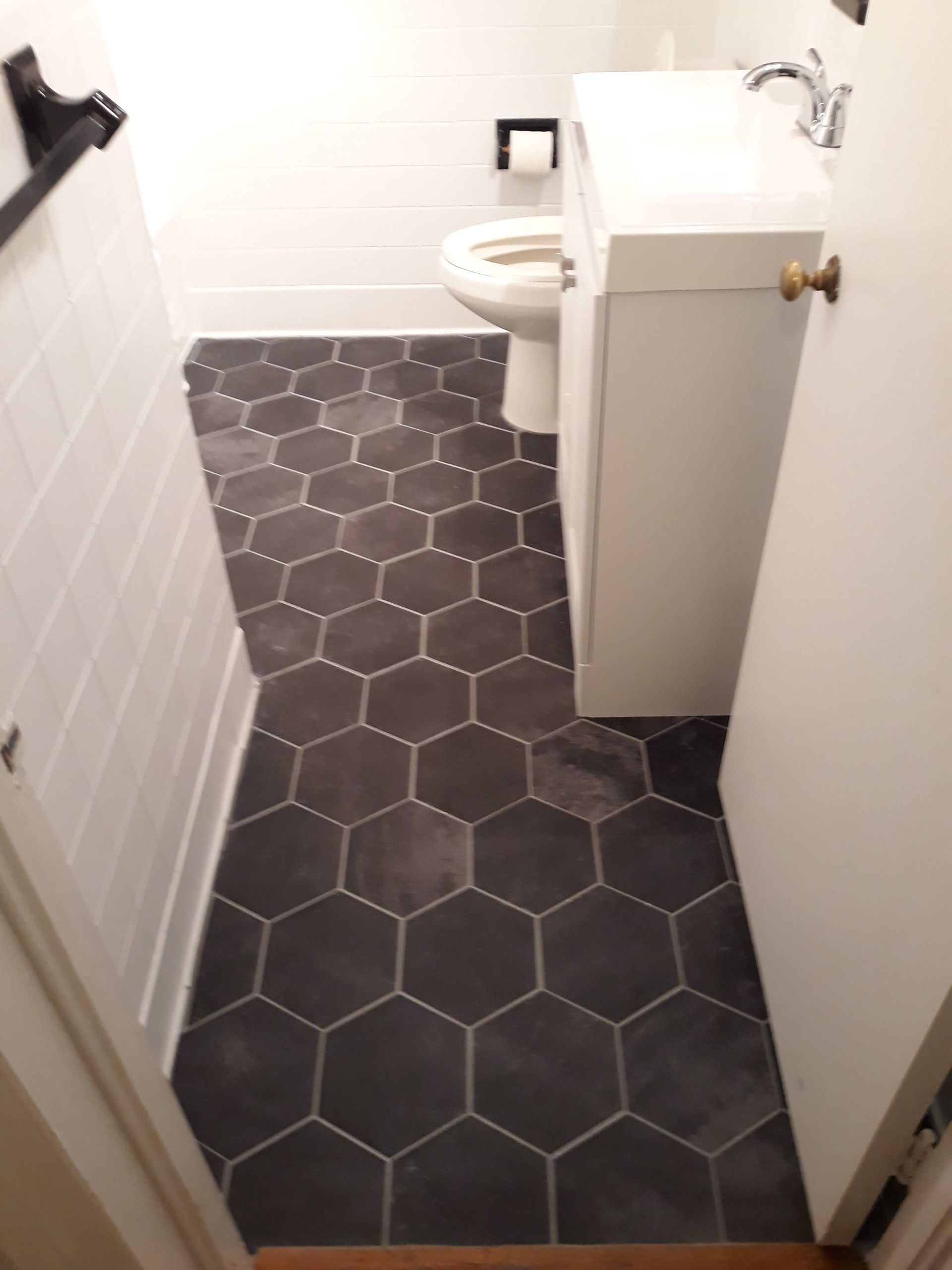 bathroom hexagon flooring in Plaza Midwood area, Charlotte NC