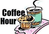 A cartoon of a cup of coffee and two cupcakes on a napkin.