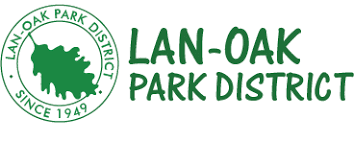 Lan-Oak Park District logo with a green oak leaf and text 