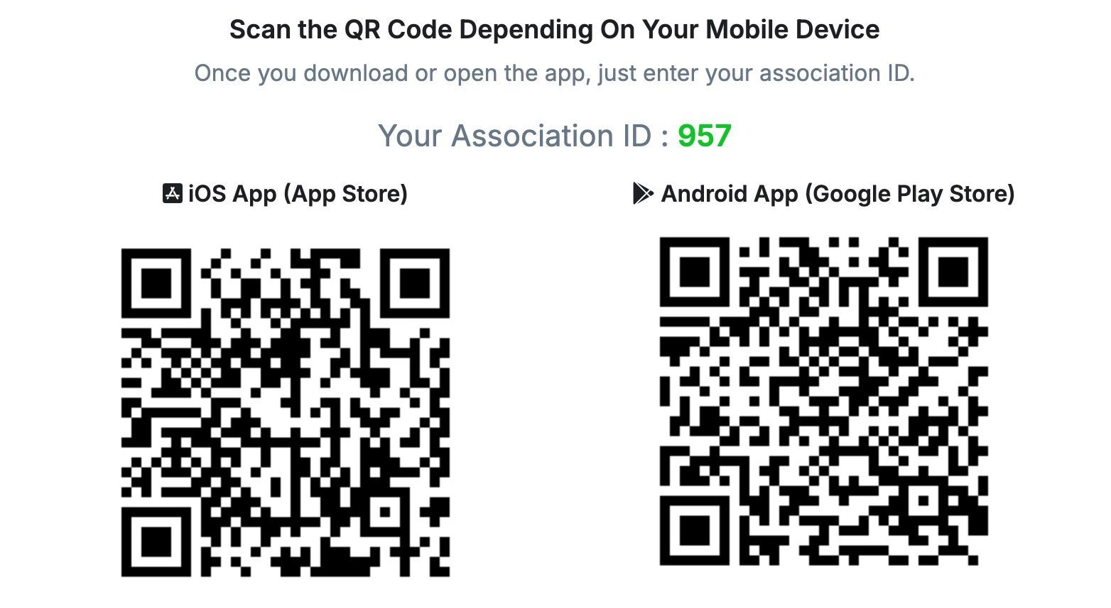 Two qr codes are shown on a white background.