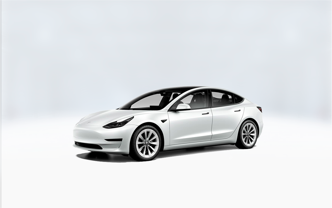 A white tesla model 3