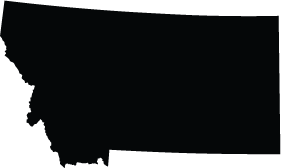 A black silhouette of the state of montana on a white background.
