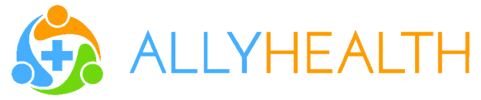 The logo for ally health shows a group of people and a plus sign.