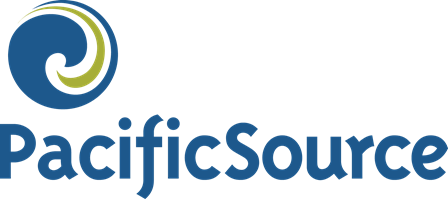 A blue and green logo for pacific source