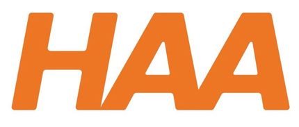 The letters "HAA" in a bold, orange, sans-serif font, slightly italicized.