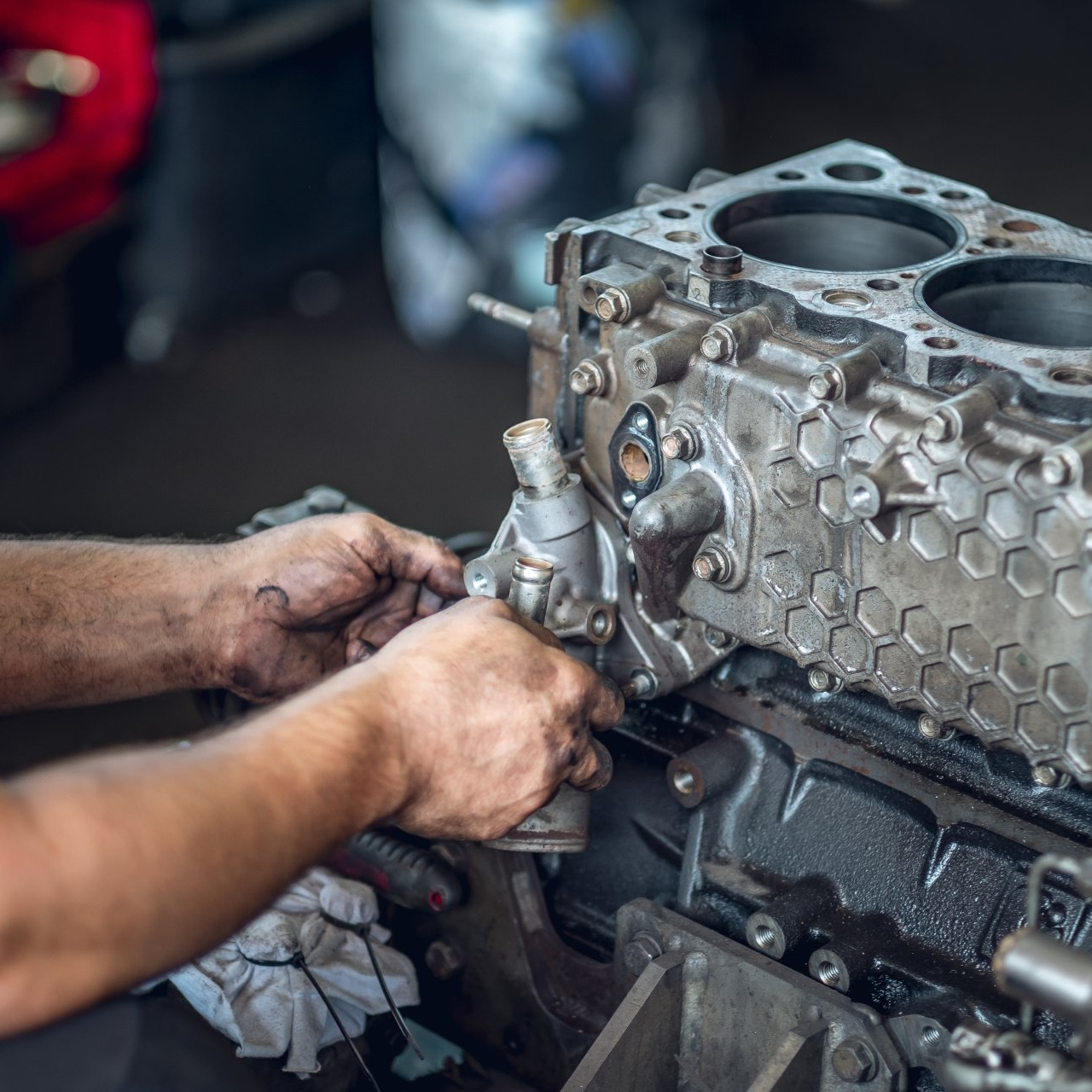 Diesel engine during service repair by a qualified mechanic